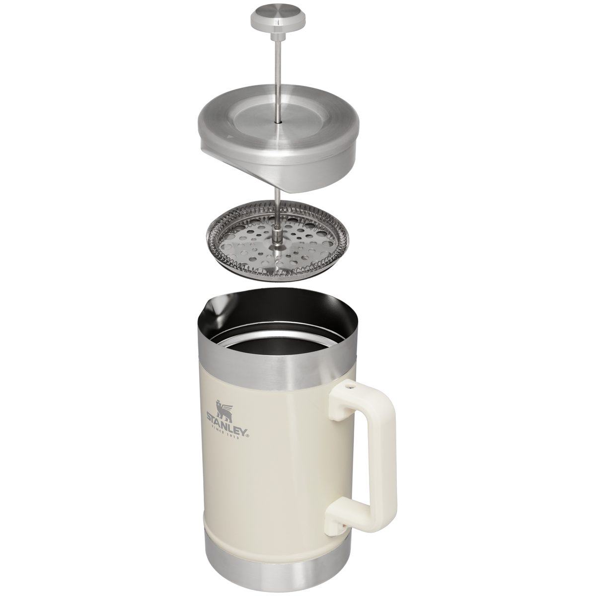 Stanley 1913 Classic Stay Hot French Press 1.4L in Cream Gloss | Querschnitt Anzeigen