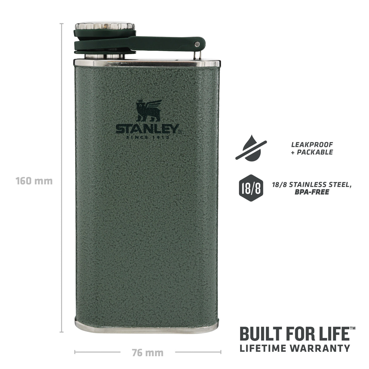 Stanley 1913 Classic Easy Fill Wide Mouth Flask 0.23L dans Matte Black Pebble | View 1