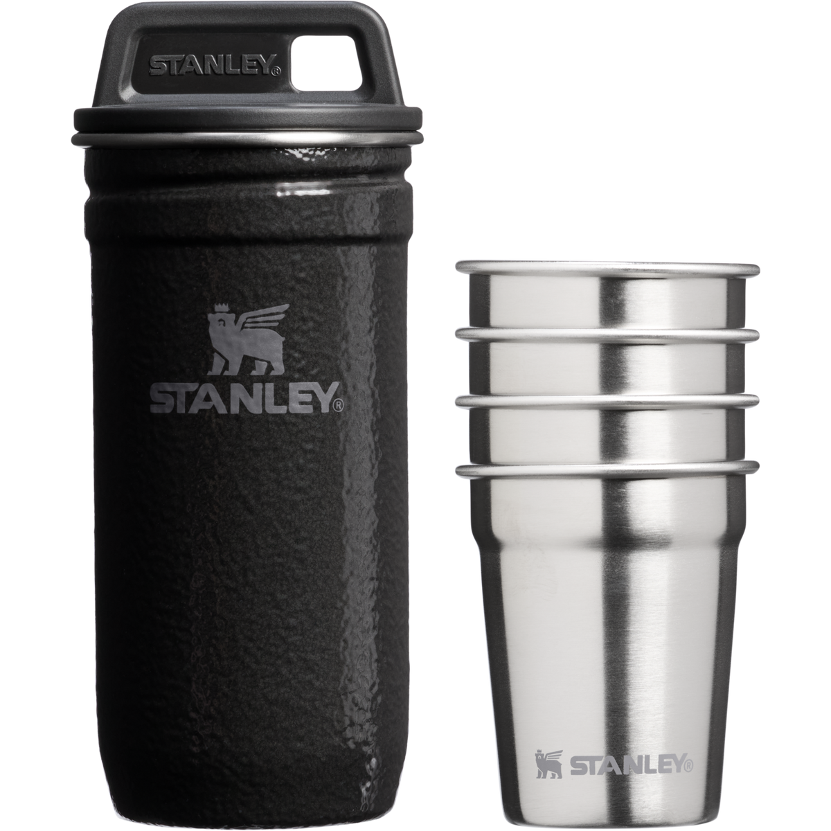 Stanley 1913 Adventure Nesting Shot Glass Set in Hammertone Black | Front View