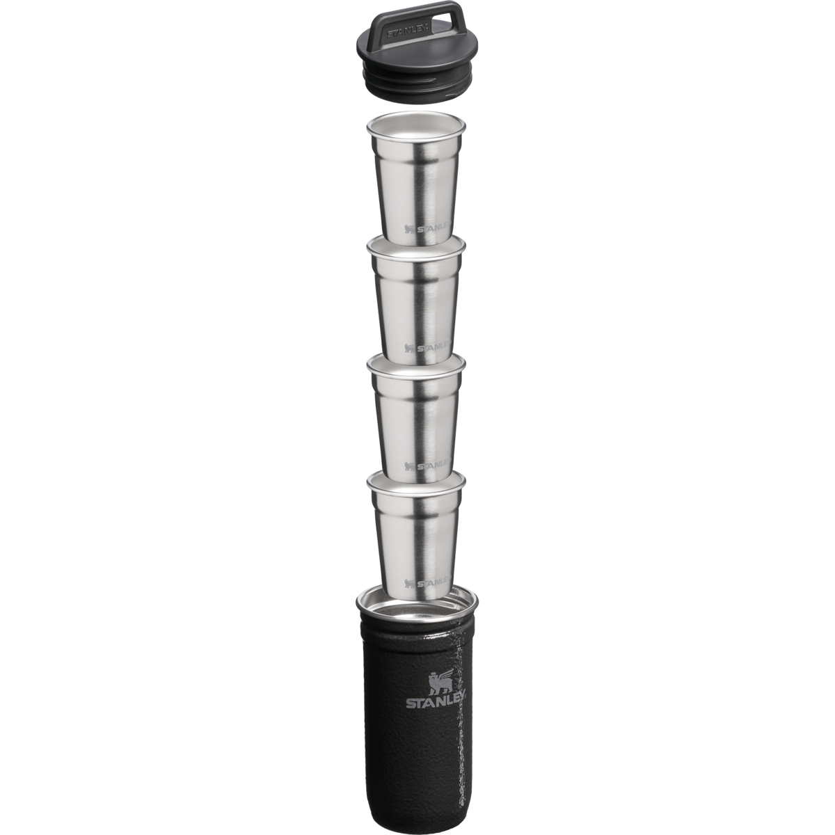 Stanley 1913 Adventure Nesting Shot Glass Set in Hammertone Black | Cross Section View