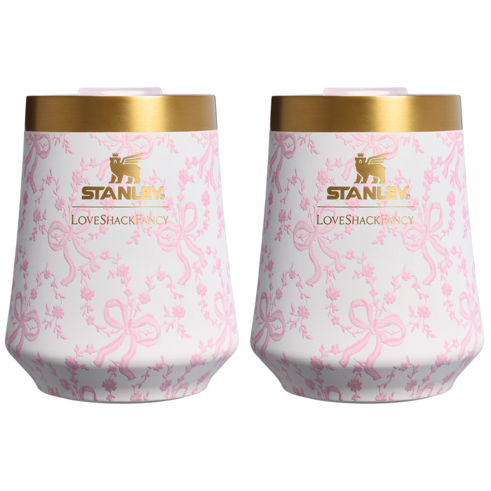 Stanley 1913 Stanley 1913 x LoveShackFancy Reserve Wine Tumbler Set 2-pack 0.32L in Coquette Bow - Chantilly | Vorderseite Anzeigen