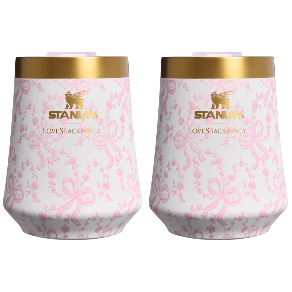 Stanley 1913 Stanley 1913 x LoveShackFancy Reserve Wine Tumbler Set 2-pack 0.32L in Coquette Bow - Chantilly | Vorderseite Anzeigen